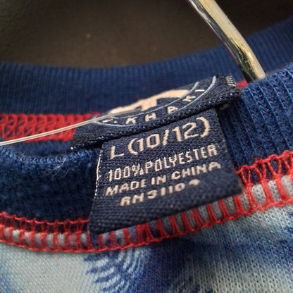 Kids 3-piece Blue Polyester Pajamas: shirt, pants, & shorts- Sizes L/10/12