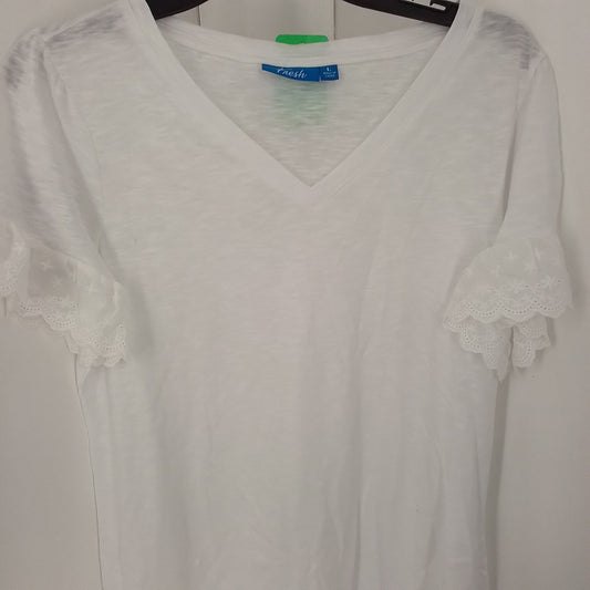 Women's White Shirt - Size L, Cotton/Polyester