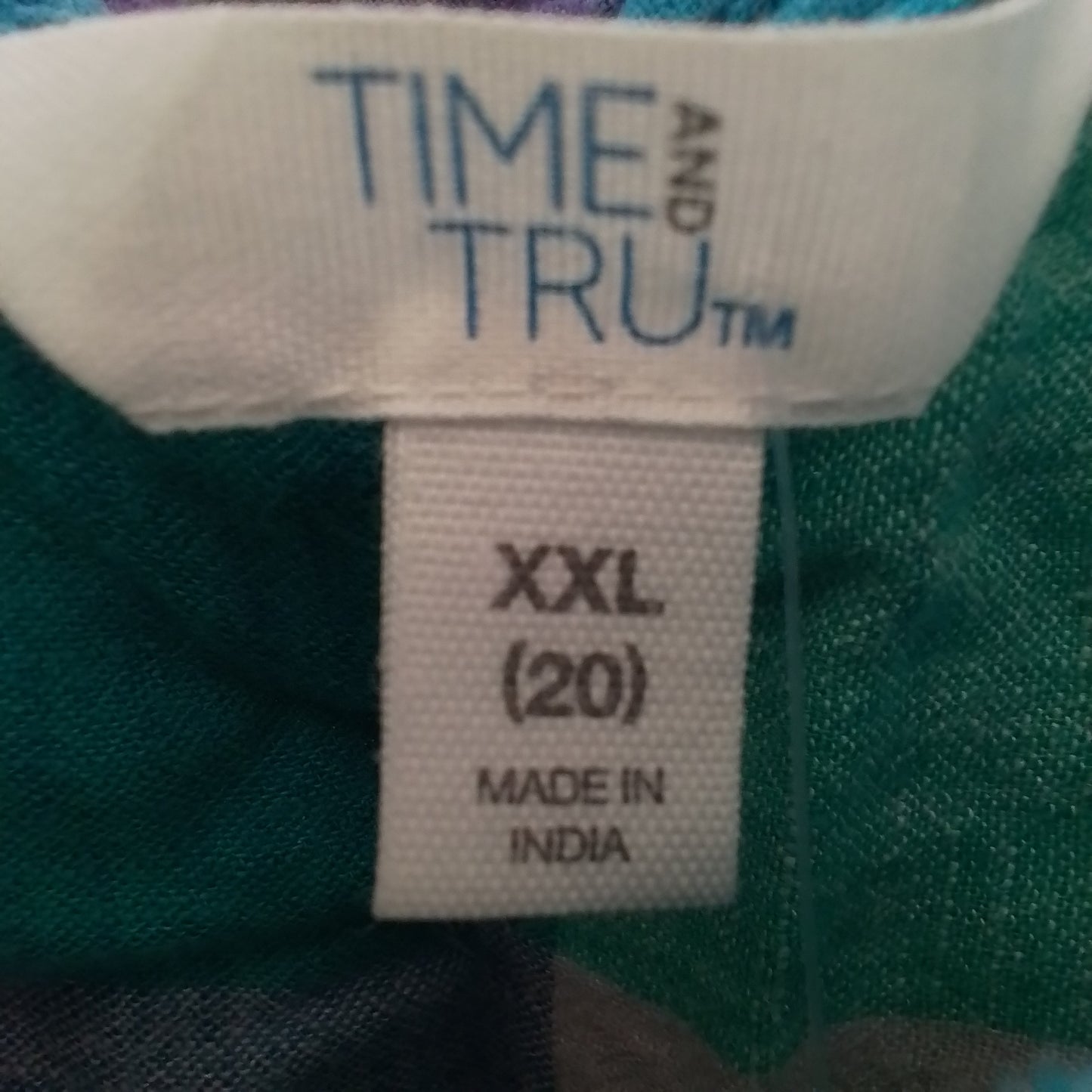 TIME AND TRU Women's Shirt XXL - Purple, Teal, Pink, Green