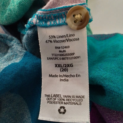 TIME AND TRU Women's Shirt XXL - Purple, Teal, Pink, Green