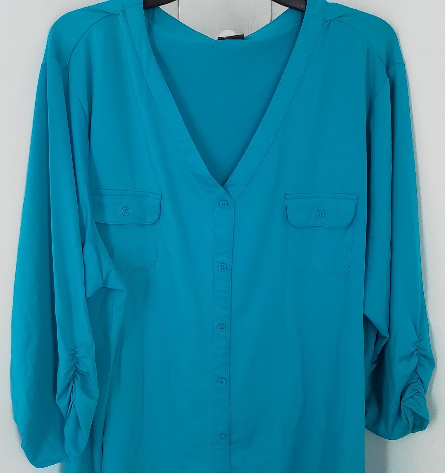 George Women's Teal Blouse 4XL Polyester