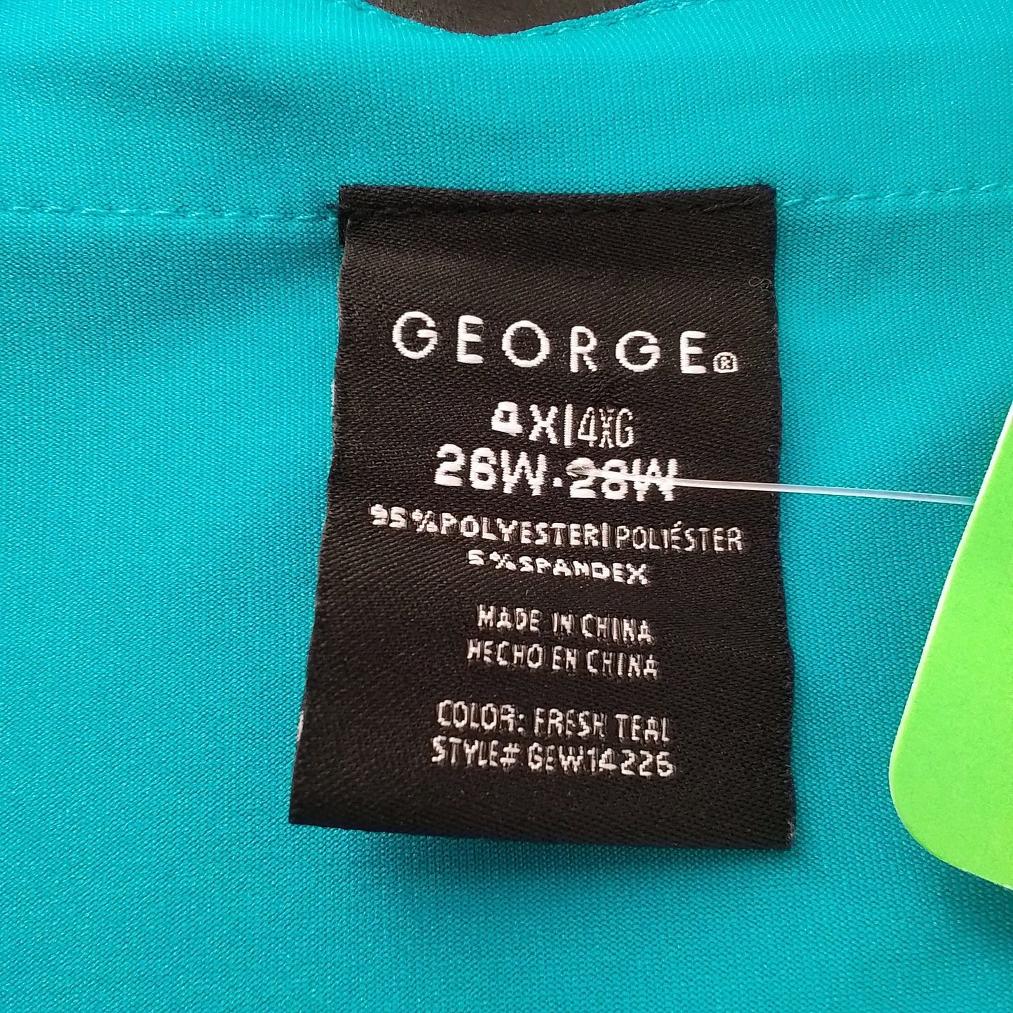 George Women's Teal Blouse 4XL Polyester