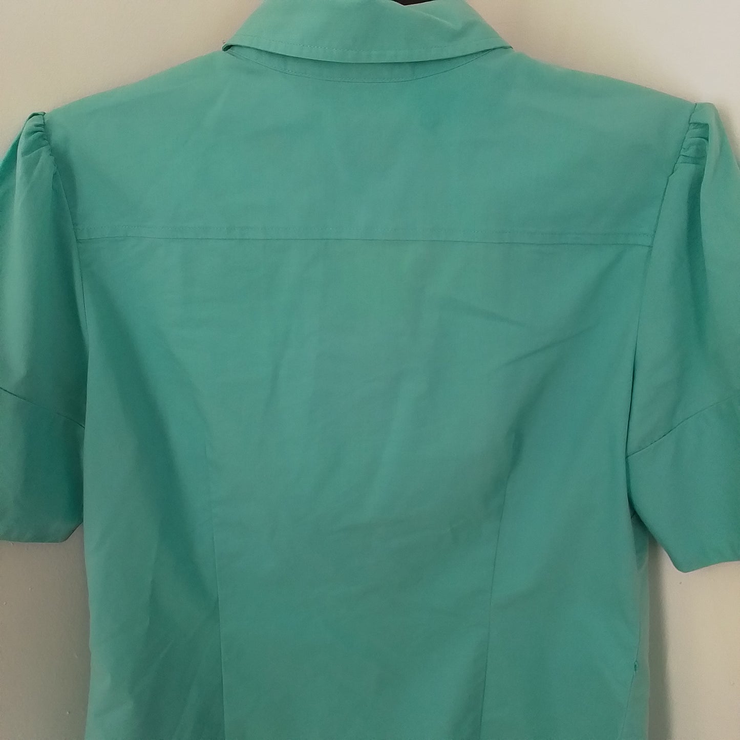 Women's Teal Button Up Shirt - Size M, Cotton/Polyester