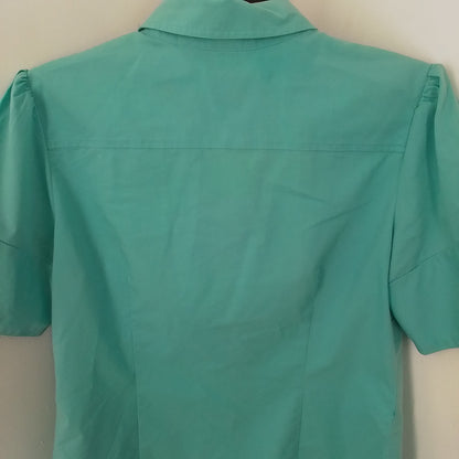 Women's Teal Button Up Shirt - Size M, Cotton/Polyester