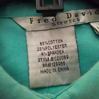 Women's Teal Button Up Shirt - Size M, Cotton/Polyester