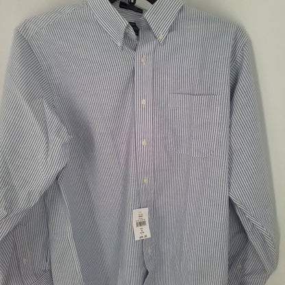 Men's Blue & White Striped Button Up Shirt - Size L