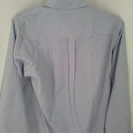 Men's Blue & White Striped Button Up Shirt - Size L