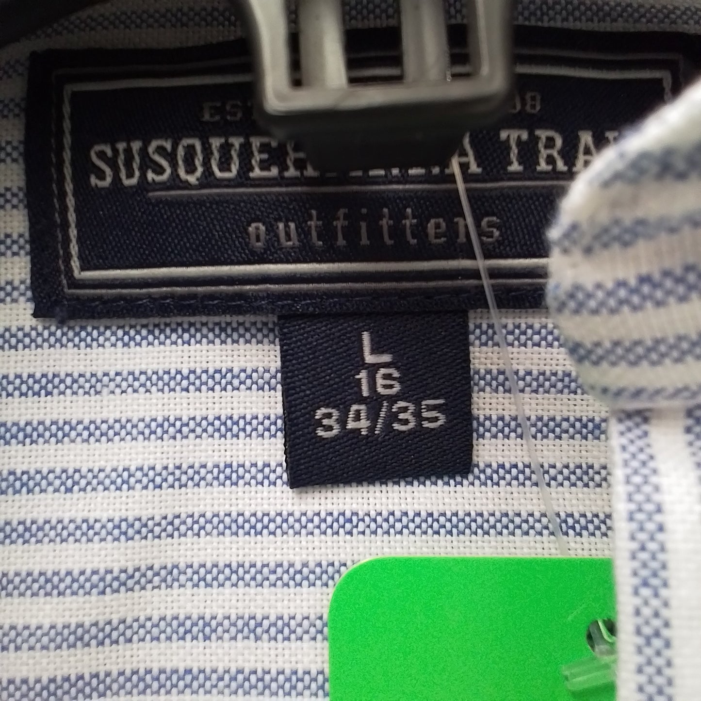 Men's Blue & White Striped Button Up Shirt - Size L