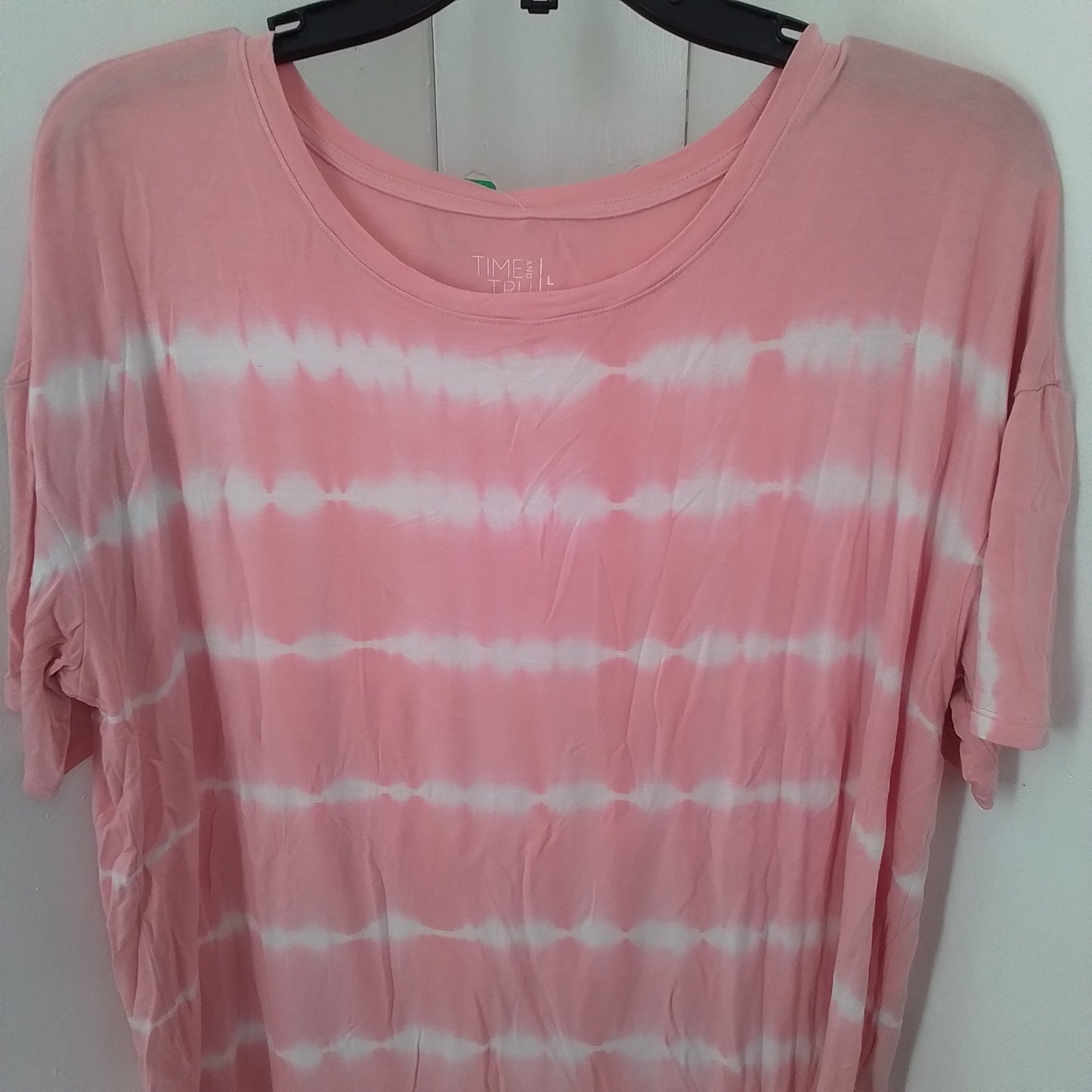 TIME AND TRU Women's T-Shirt L Pink/White