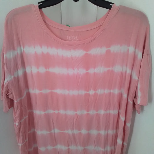 TIME AND TRU Women's T-Shirt L Pink/White