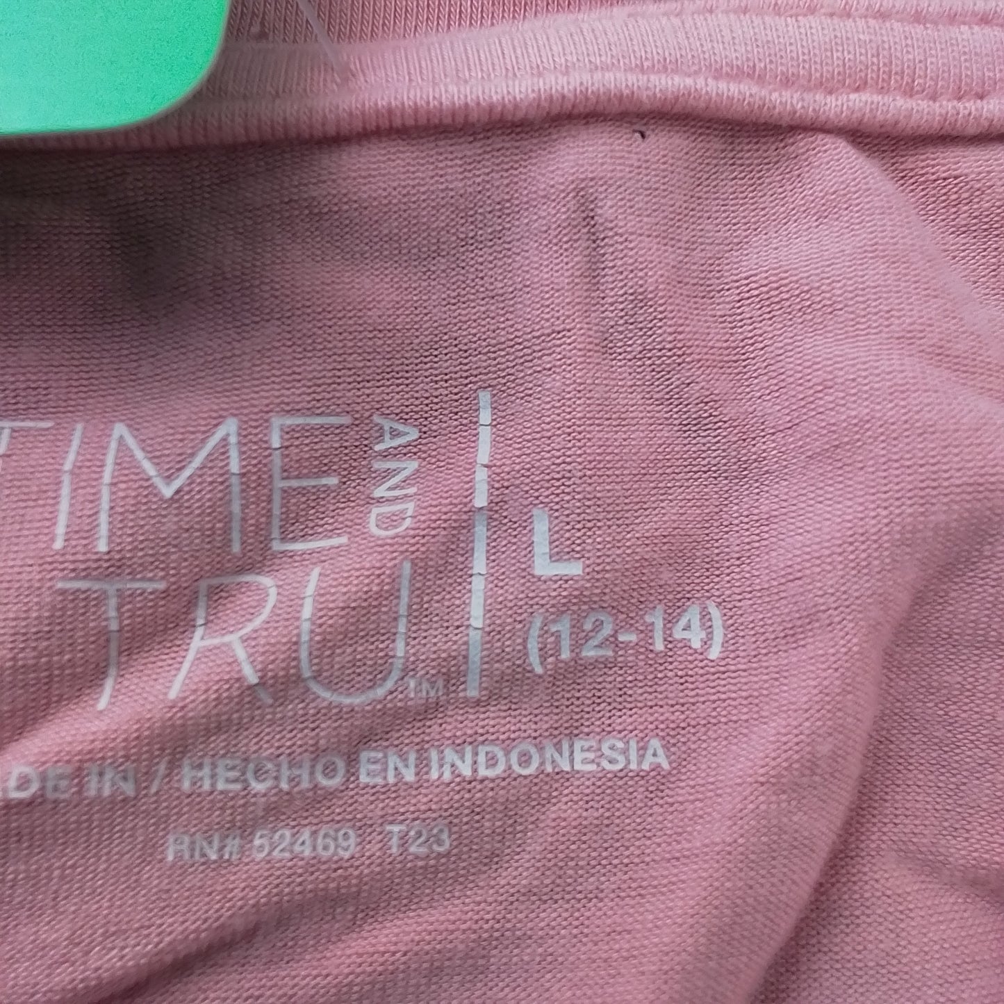 TIME AND TRU Women's T-Shirt L Pink/White