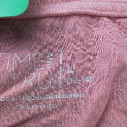 TIME AND TRU Women's T-Shirt L Pink/White