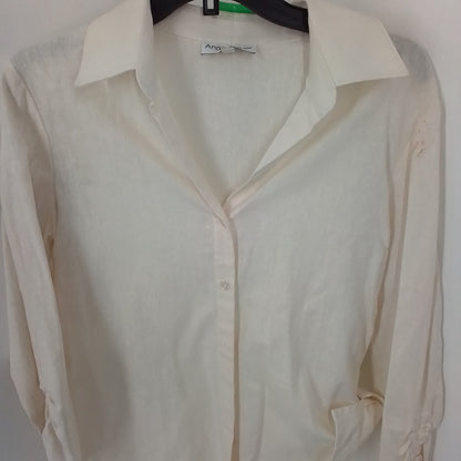 tan Women's Blouse - Rayon Linen