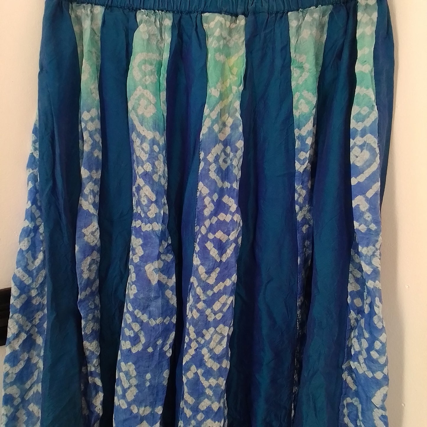 Women's Silk skirt XL - Aqua/Blue/Teal