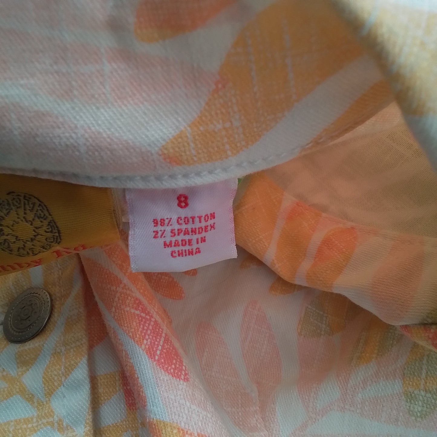 Ruby Rd Women's Cotton Jacket - Size 8 - White, Orange, Green, Salmon, Brown