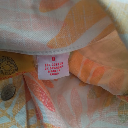 Ruby Rd Women's Cotton Jacket - Size 8 - White, Orange, Green, Salmon, Brown