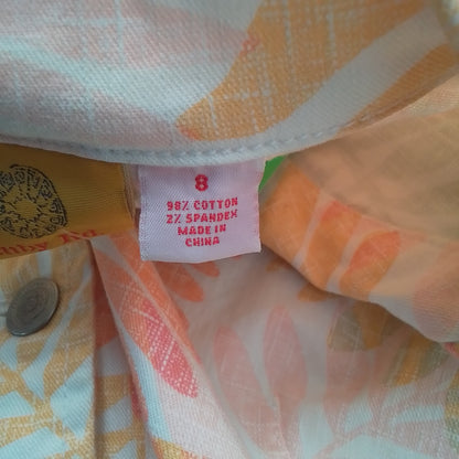 Ruby Rd Women's Cotton Jacket - Size 8 - White, Orange, Green, Salmon, Brown