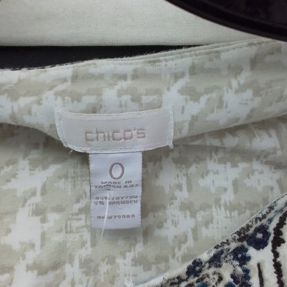 Chico's Women's Cotton Shirt - Brown, Aqua, Black