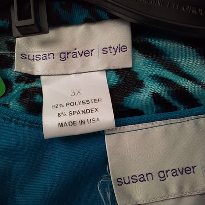 Women's 2-piece Polyester Blouse and Tank - Blue, Aqua, Black (3x)