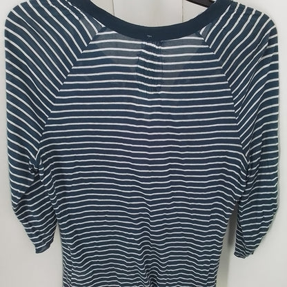 Women's Rayon Blouse - Blue/White, Size M