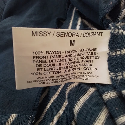 Women's Rayon Blouse - Blue/White, Size M