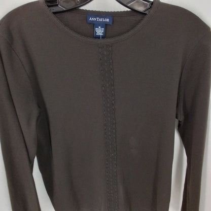 Ann Taylor Women's Brown Cotton Shirt - Size M
