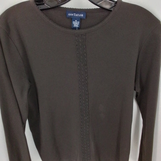 Ann Taylor Women's Brown Cotton Shirt - Size M