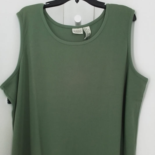 Women's Green Tank Top - Cotton/Polyester, 3x