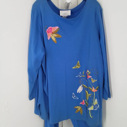 Women's Blue Cotton 2-piece shirt and pants (3x)