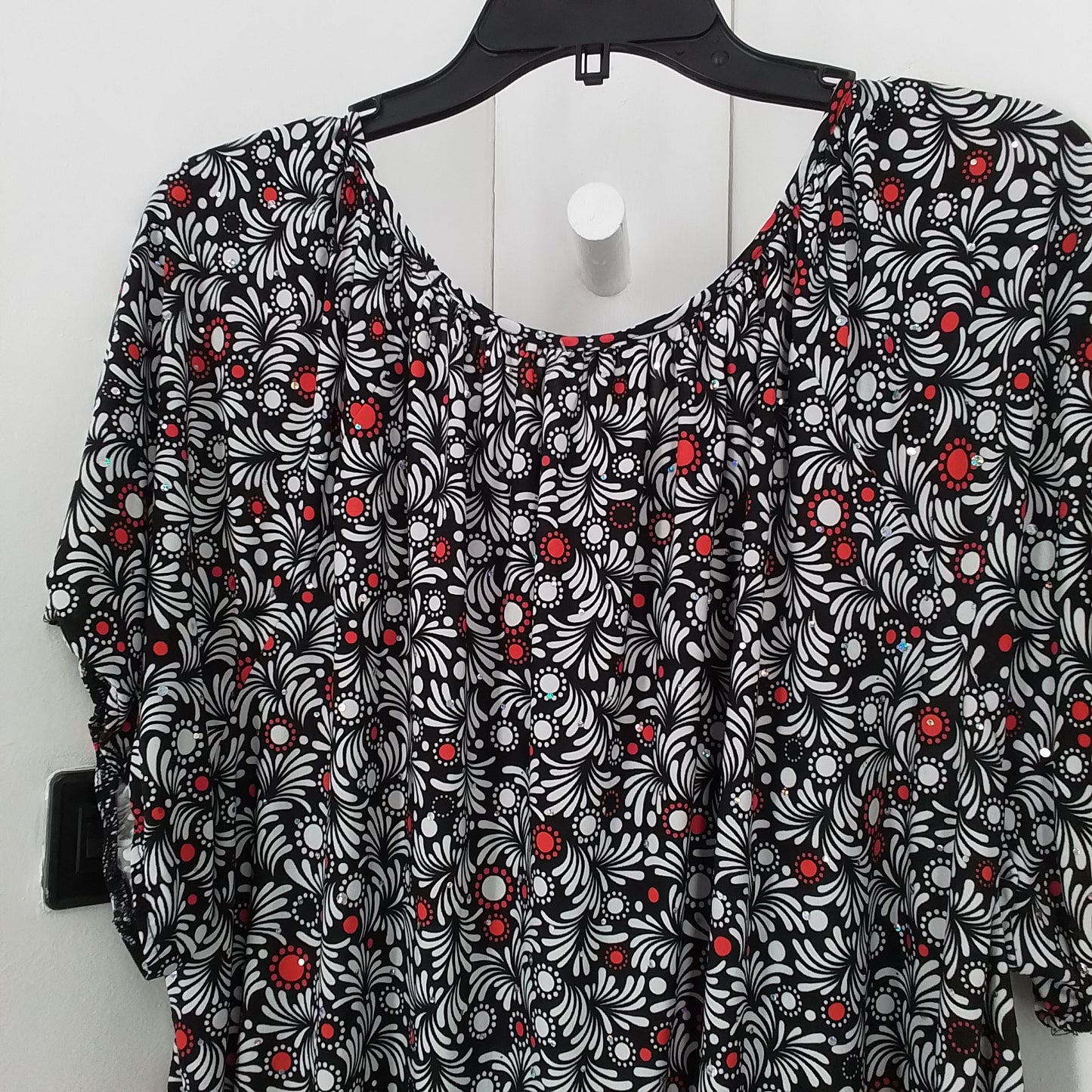 Women's Polyester Blouse - Black, White, Red