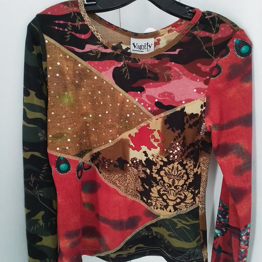 Women's Floral Polyester Shirt - Size M