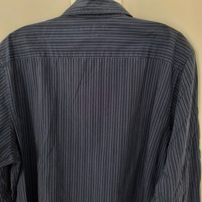 Men's Blue/Grey Cotton Button Up Shirt - Size M