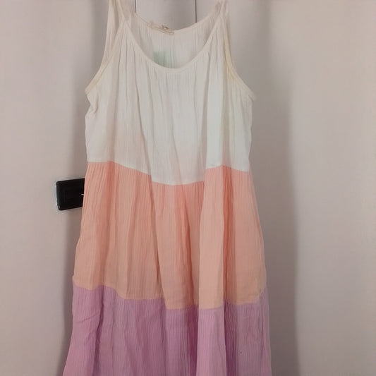 Women's Cotton Dress - M - White/Salmon/Purple