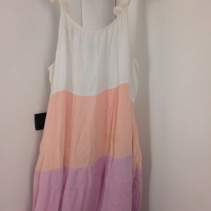 Women's Cotton Dress - M - White/Salmon/Purple