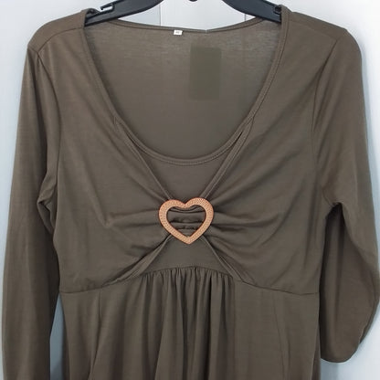 Women's Brown Polyester Dress - Size M