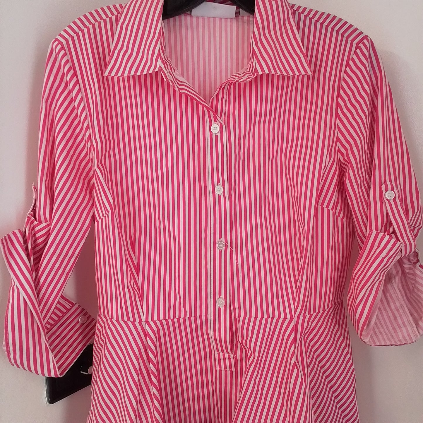 New York & Company Women's Blouse - Pink/White, Size M, Cotton