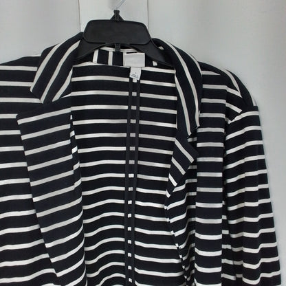 Women's Cotton Jacket - Black/White Stripes, Size L