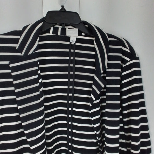 Women's Cotton Jacket - Black/White Stripes, Size L