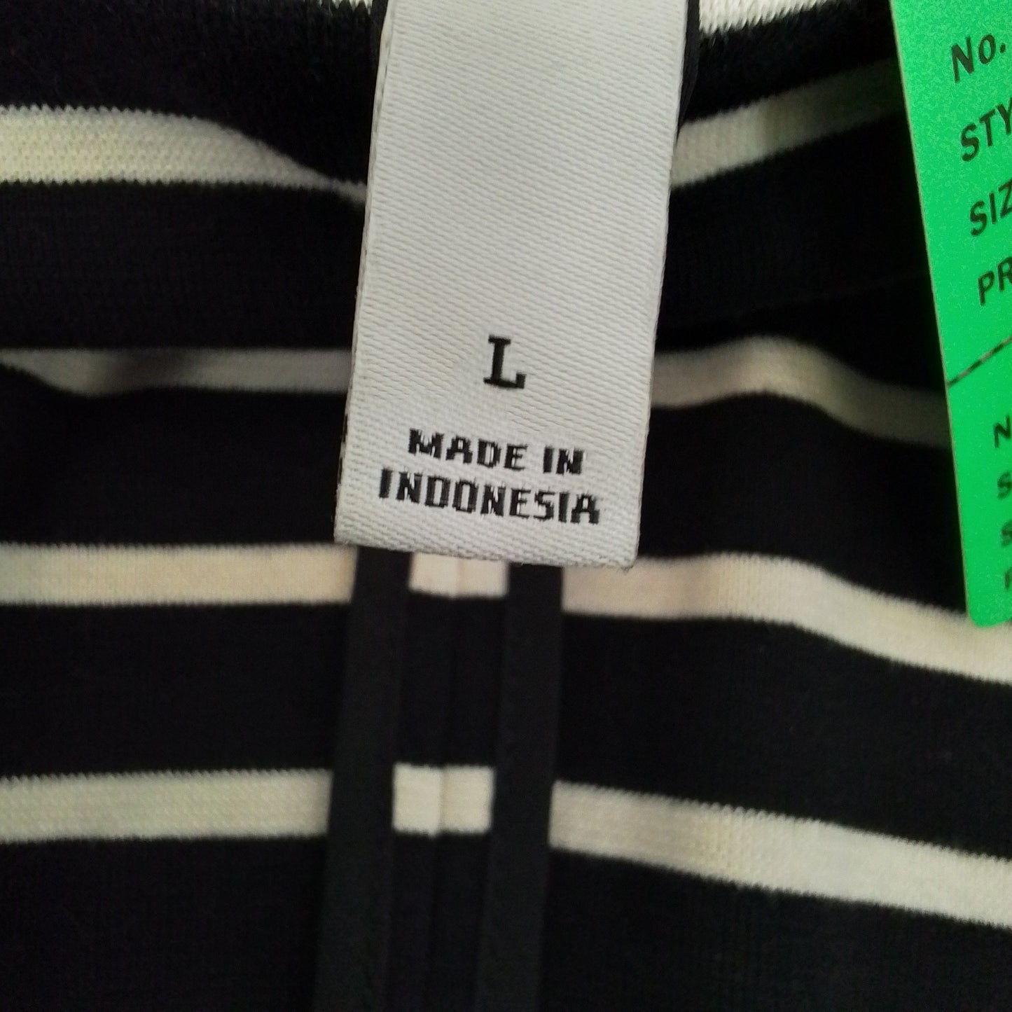 Women's Cotton Jacket - Black/White Stripes, Size L