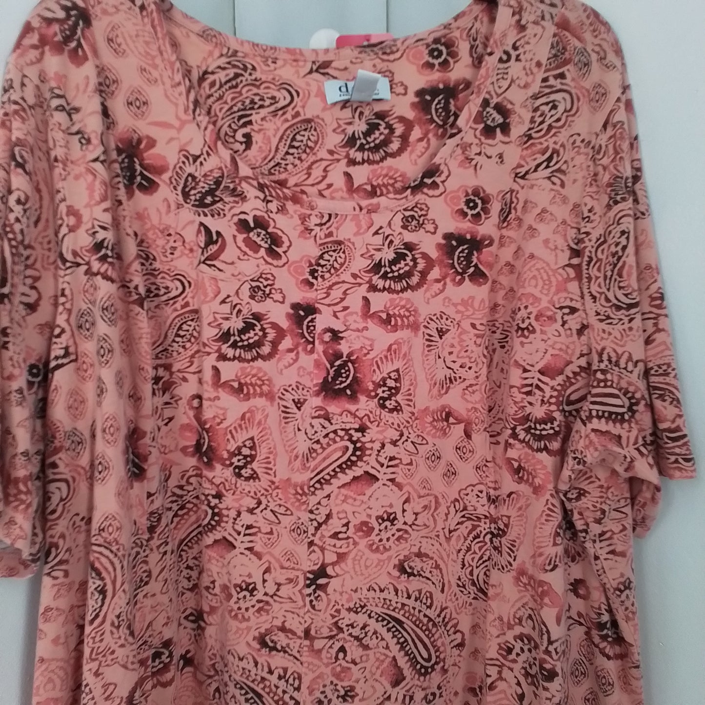 Women's Pink Shirt, 3X, Cotton/Rayon