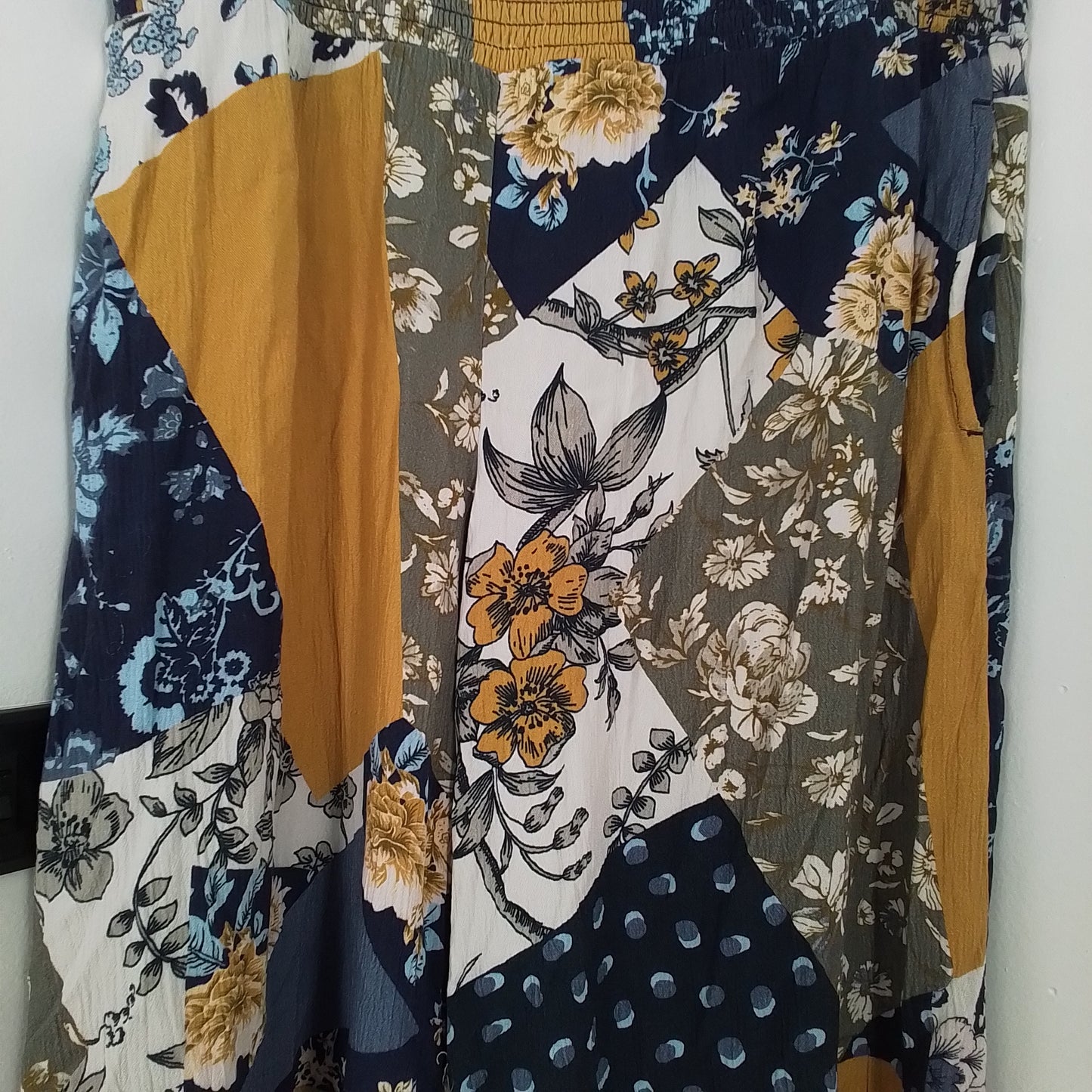 Coldwater Creek Women's Pants - Yellow/Blue, Size M, Viscose