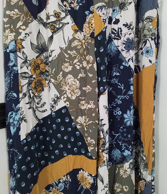 Coldwater Creek Women's Pants - Yellow/Blue, Size M, Viscose