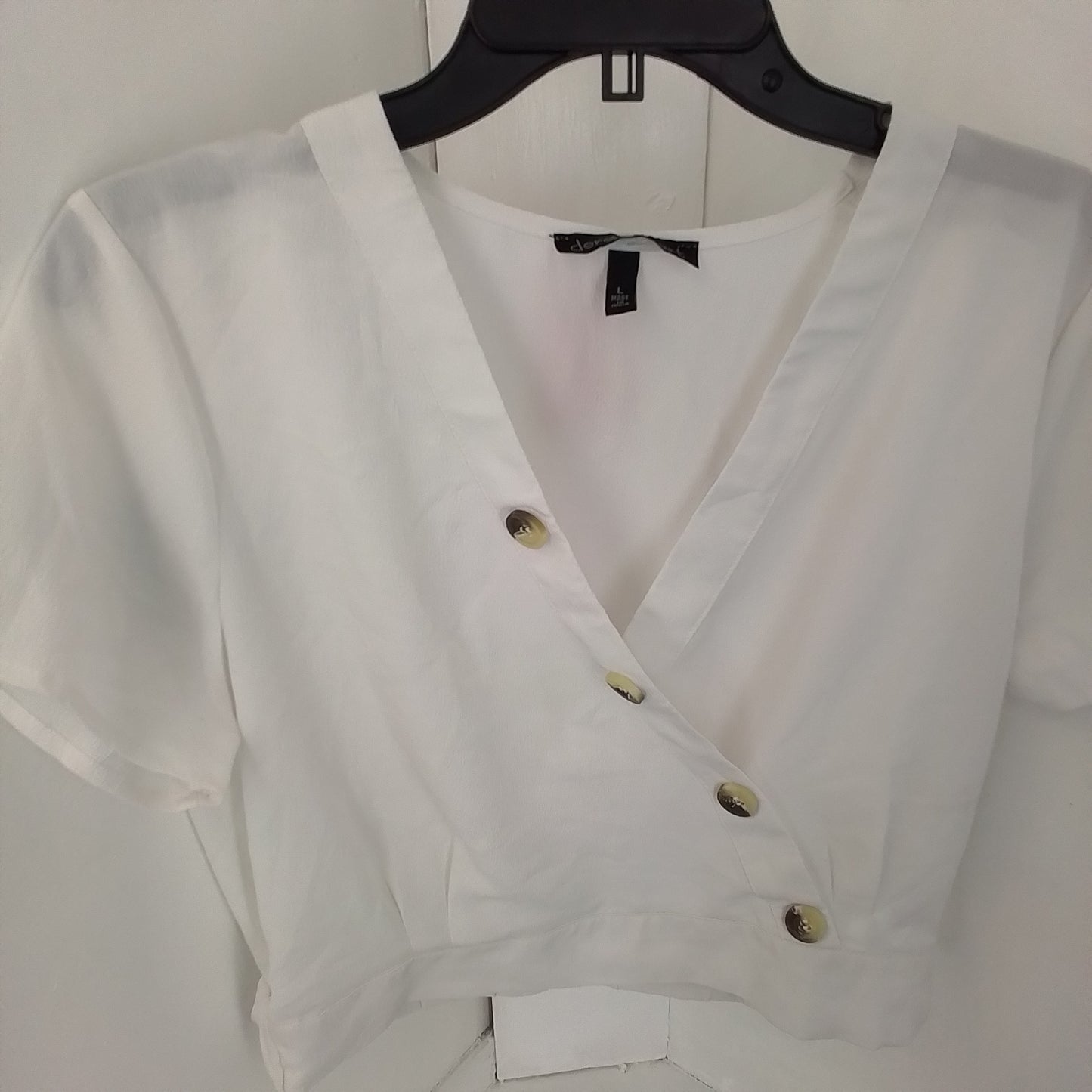 Women's White Polyester Blouse - Size L