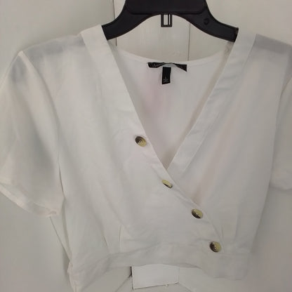 Women's White Polyester Blouse - Size L