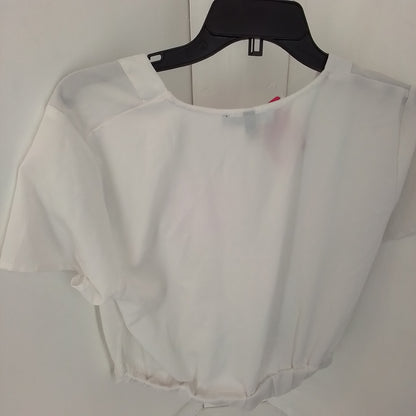 Women's White Polyester Blouse - Size L