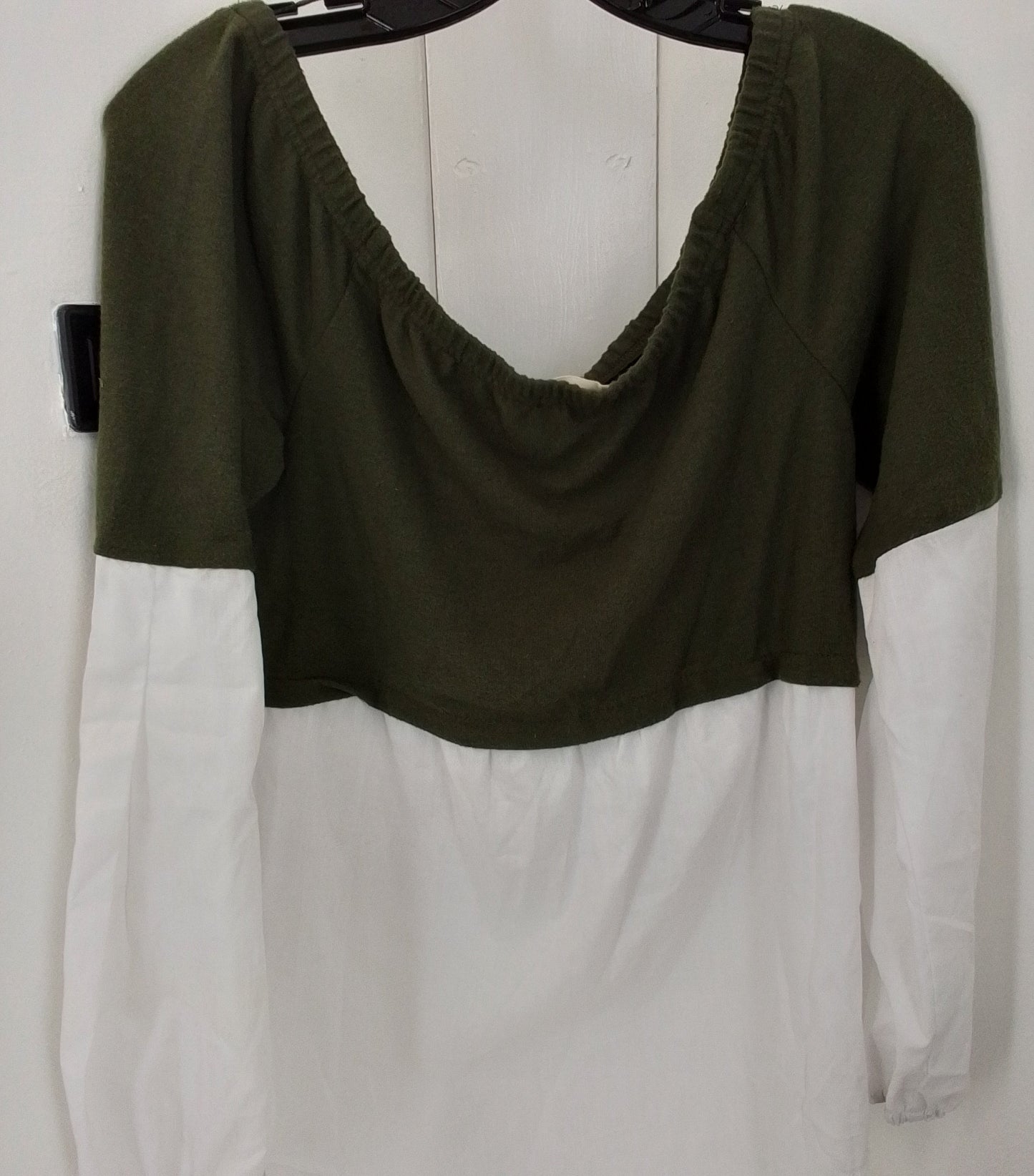 Women's Blouse - Green/White, Size S, Polyester