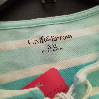 Croft & Borrow Women's Cotton Shirt XL Aqua/Blue/White