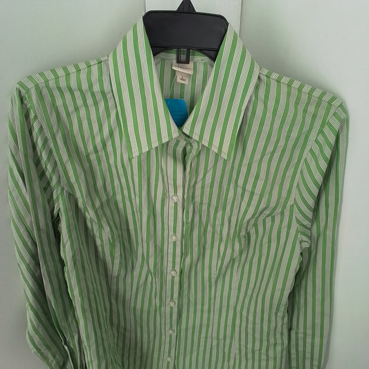 Merona women's Blouse L White/Green Cotton