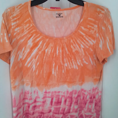Women's XL Cotton Spandex Shirt - White, Orange, Pink