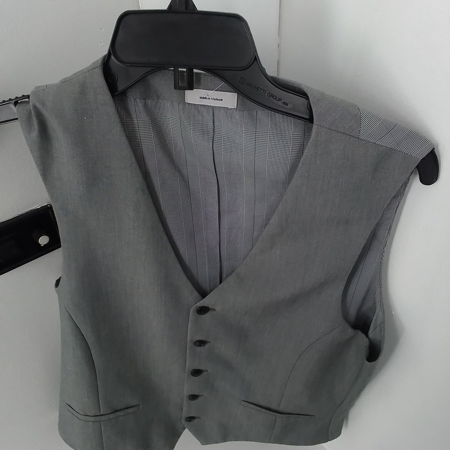 Men's Grey Vest - Size M, Polyester/Rayon
